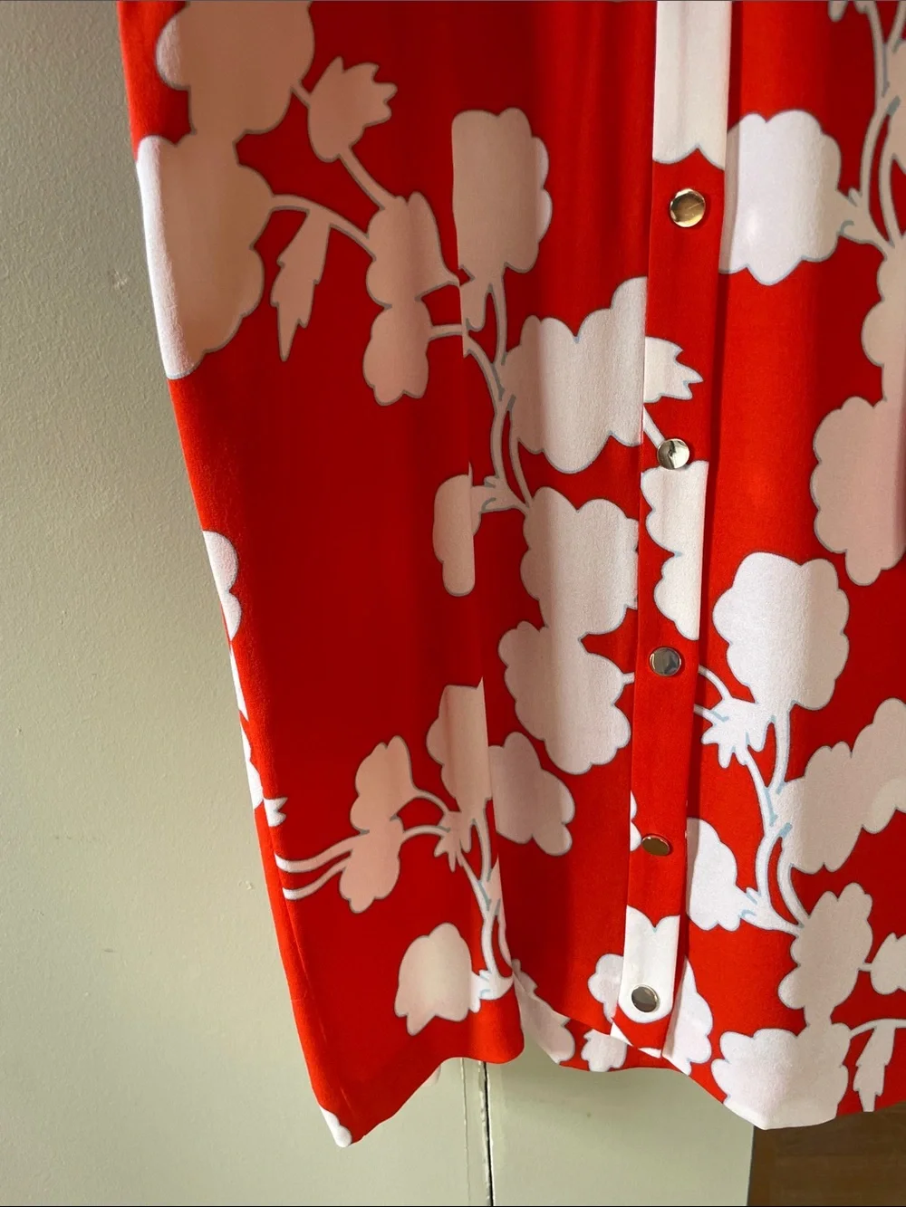 DVF Silk Orange & White Floral Tie-Waist Midi Dress